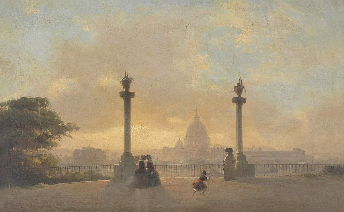Ippolito Caffi,Vue de Rome depuis le Pincio (1855)